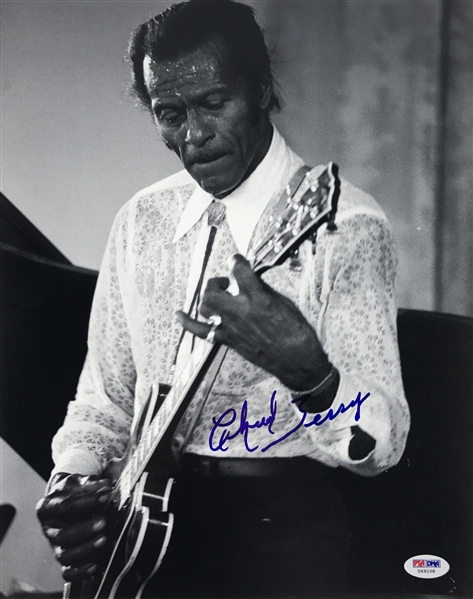 Chuck Berry Signed 11" x 14" B&W Photo (PSA/DNA)