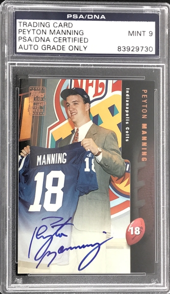 Peyton Manning 1998 Topps Autograph Bronze Foil Insert Rookie Card with PSA/DNA Graded MINT 9 Autograph! (PSA/DNA Encapsulated)