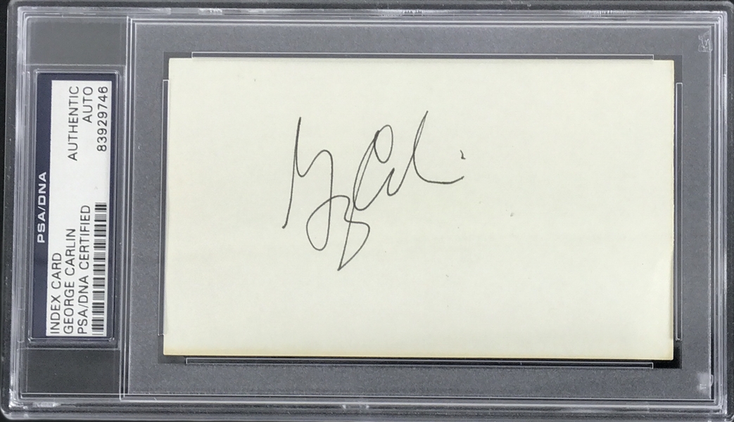 George Carlin Signed 3" x 5" Index Card (PSA/DNA Encapsulated)