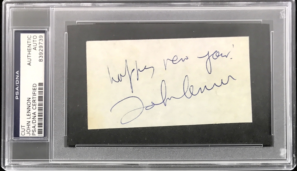 The Beatles: John Lennon Superb Autograph with "Happy New Year" Inscription (PSA/DNA Encapsulated)