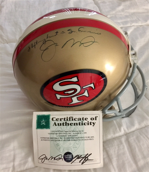 Joe Montana Signed 49ers ProLine Authentic Helmet with "I Left My Heart in San Francisco" Inscription (TPA Guaranteed)