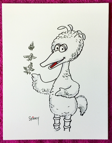 Sesame Street: Caroll Spinney Hand Drawn & Signed Big Bird Sketch (TPA Guaranteed)