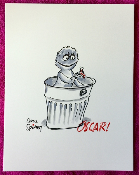 Sesame Street: Caroll Spinney Hand Drawn & Signed Oscar the Grouch Sketch (TPA Guaranteed)