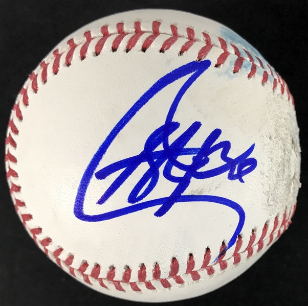 Steph Curry Single Signed OML Batting Practice Used Baseball (JSA)