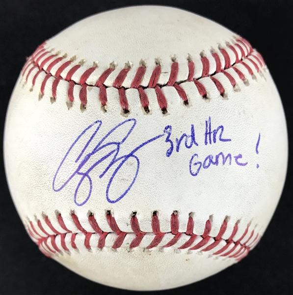 Corey Seager Signed & Game Used OML Baseball from 9-23-15 Game vs. DBacks w/"3rd HR Game" Inscription (PSA/DNA & MLB Holo)