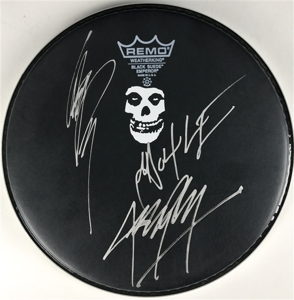 The Misfits Desirable Group Signed Drumhead with Custom Decal (Original Lineup)(TPA Guaranteed)