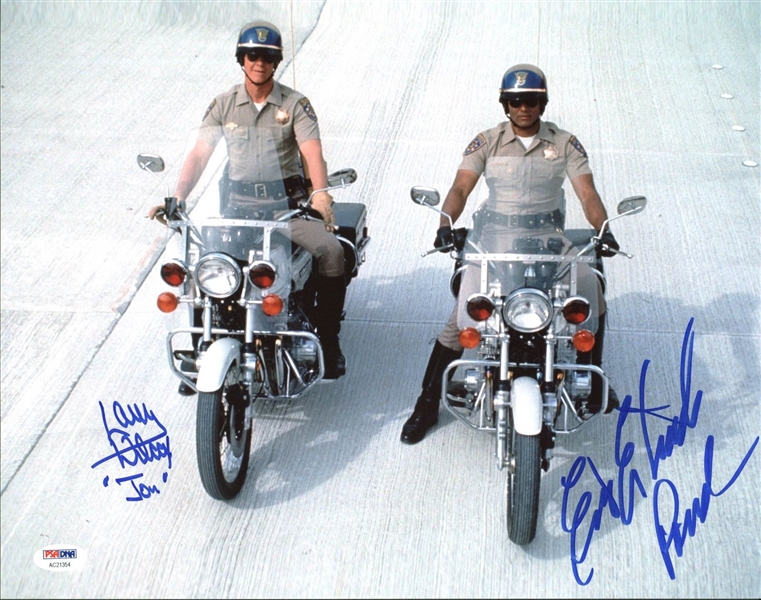 CHiPS: Erik Estrada & Larry Wilcox Signed 11" x 14" Photo (PSA/DNA)