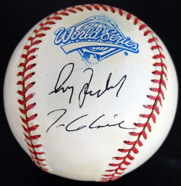 2014 Hall-of-Fame: Greg Maddux & Tom Glavine Dual Signed World Series Baseball (PSA/DNA)
