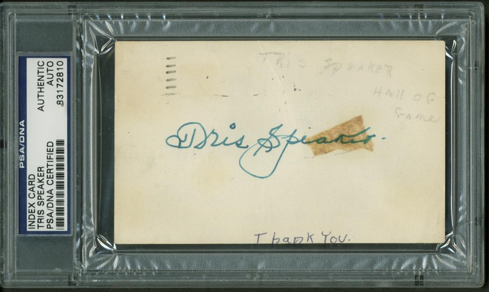 Tris Speaker Near-Mint Signed 3" x 5" Government Post Card GPC (PSA/DNA Encapsulated)