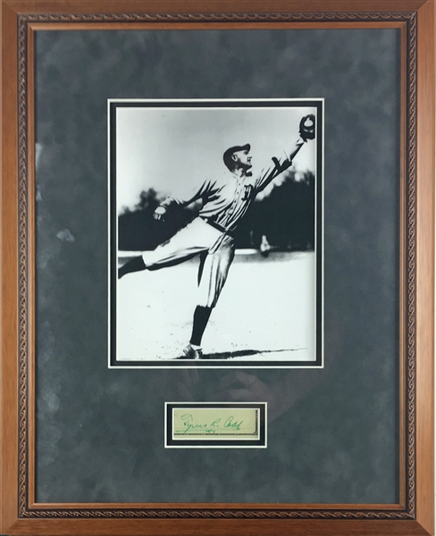 Ty Cobb Professionally Framed & Matted BOLD 1" x 3" Check Cut Signature Display (JSA)