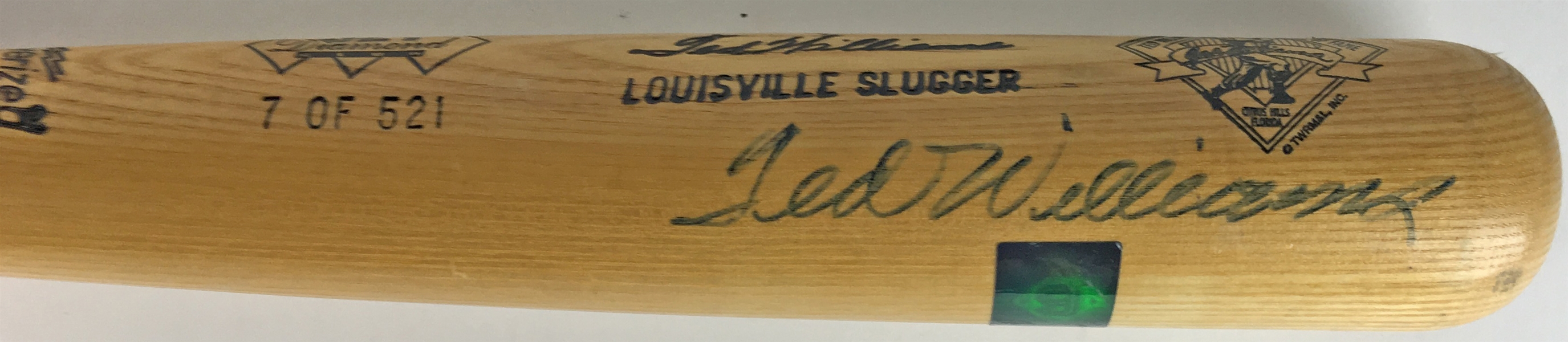 Ted Williams Signed Limited Edition Home Run Baseball Bat (Green Diamond & JSA)
