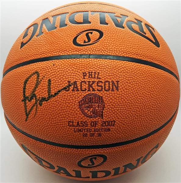 Phil Jackson Rare Single Signed Limited Edition Hall of Fame Basketball (Beckett)