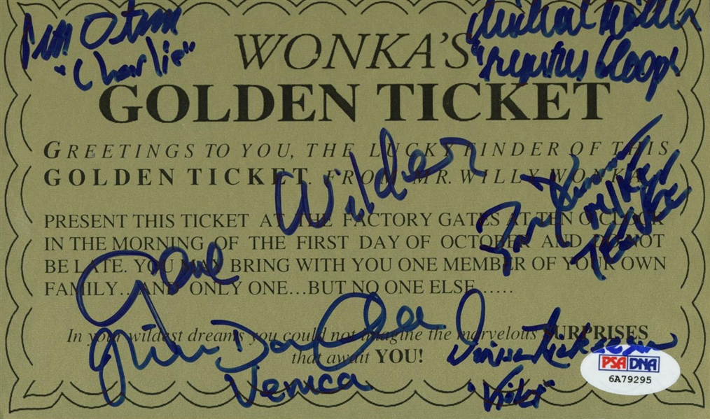 Willy Wonka Rare Cast Signed Golden Ticket w/ 6 Signatures! (PSA/DNA & JSA)