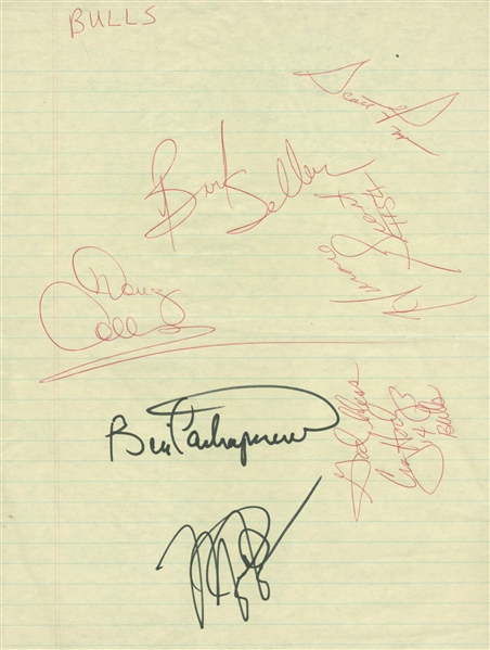1988-89 Bulls Multi-Signed 8" x 11" Album Page w/ Jordan, Pippen, Grant & Others (JSA)