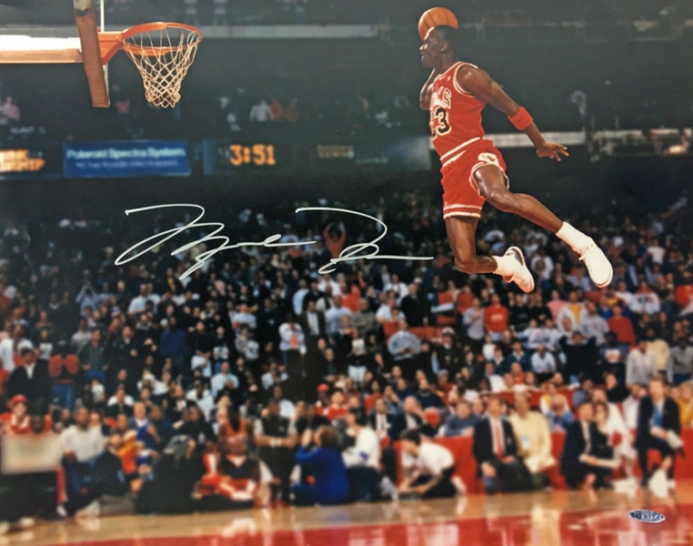 Michael Jordan Signed 16" x 20" Color Photo feat. The Historic Gatorade Slam Dunk (Upper Deck)