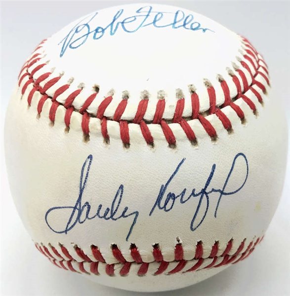 Nolan Ryan, Bob Feller & Sandy Koufax Multi-Signed ONL Baseball (JSA)