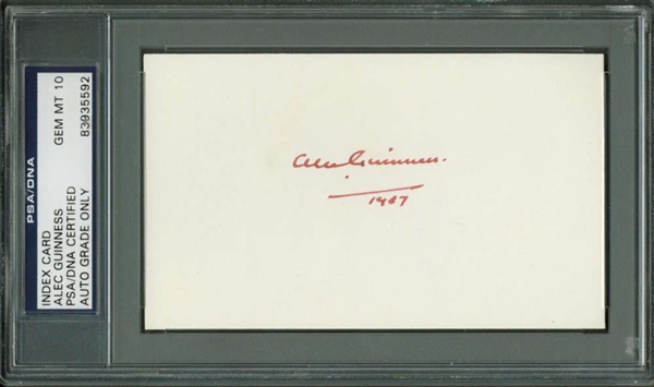 Star Wars: Alec Guinness Signed 3" x 5" Note Card PSA/DNA Graded GEM MINT 10!