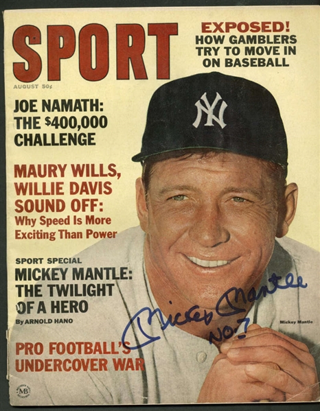 Mickey Mantle Signed Original Sport Magazine w/ No. 7 Inscription (JSA)