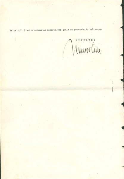 Benito Mussolini Signed 1927 Italian Document (TPA Guaranteed)
