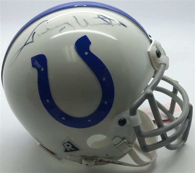 Johnny Unitas Signed Colts Mini Helmet (JSA)