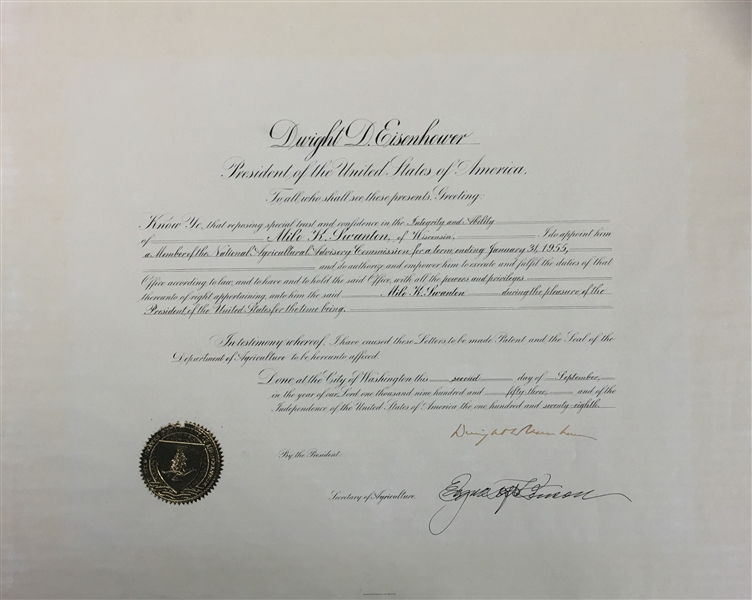 Dwight Eisenhower Signed 1953 Presidential Appointment (TPA Guaranteed)
