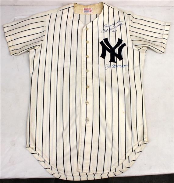 Joe DiMaggio & Mickey Mantle ULTRA-RARE Dual Signed Yankees Jersey (JSA)