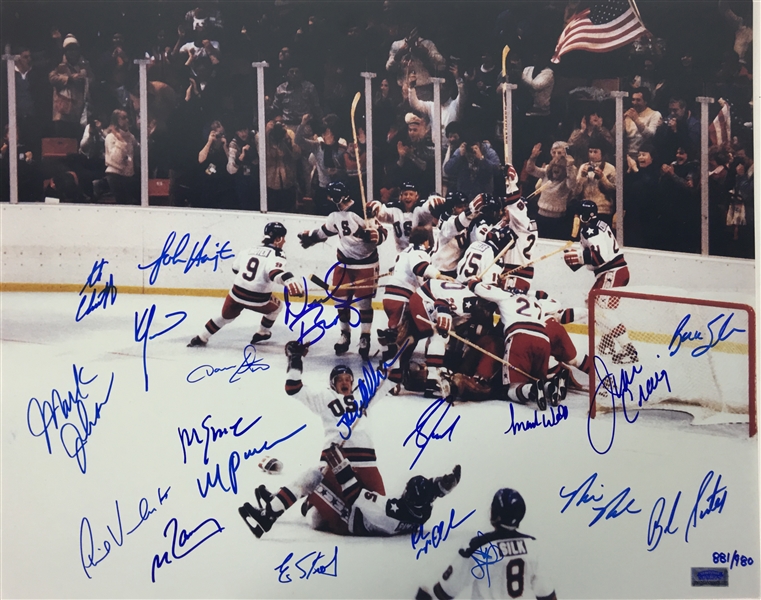 1980 US Hockey "Miracle on Ice" Team Signed 16" x 20" Color Photo (20 Signatures)(JSA)