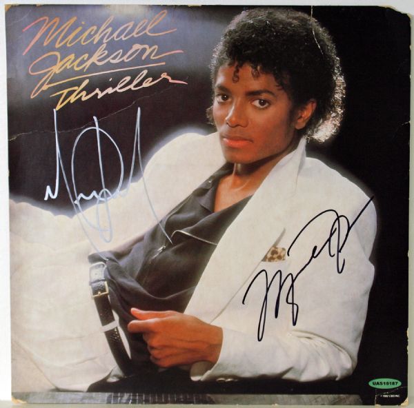 Michael Jordan & Michael Jackson Rare Dual Signed "Thriller" Album Cover UDA & Epperson/REAL)