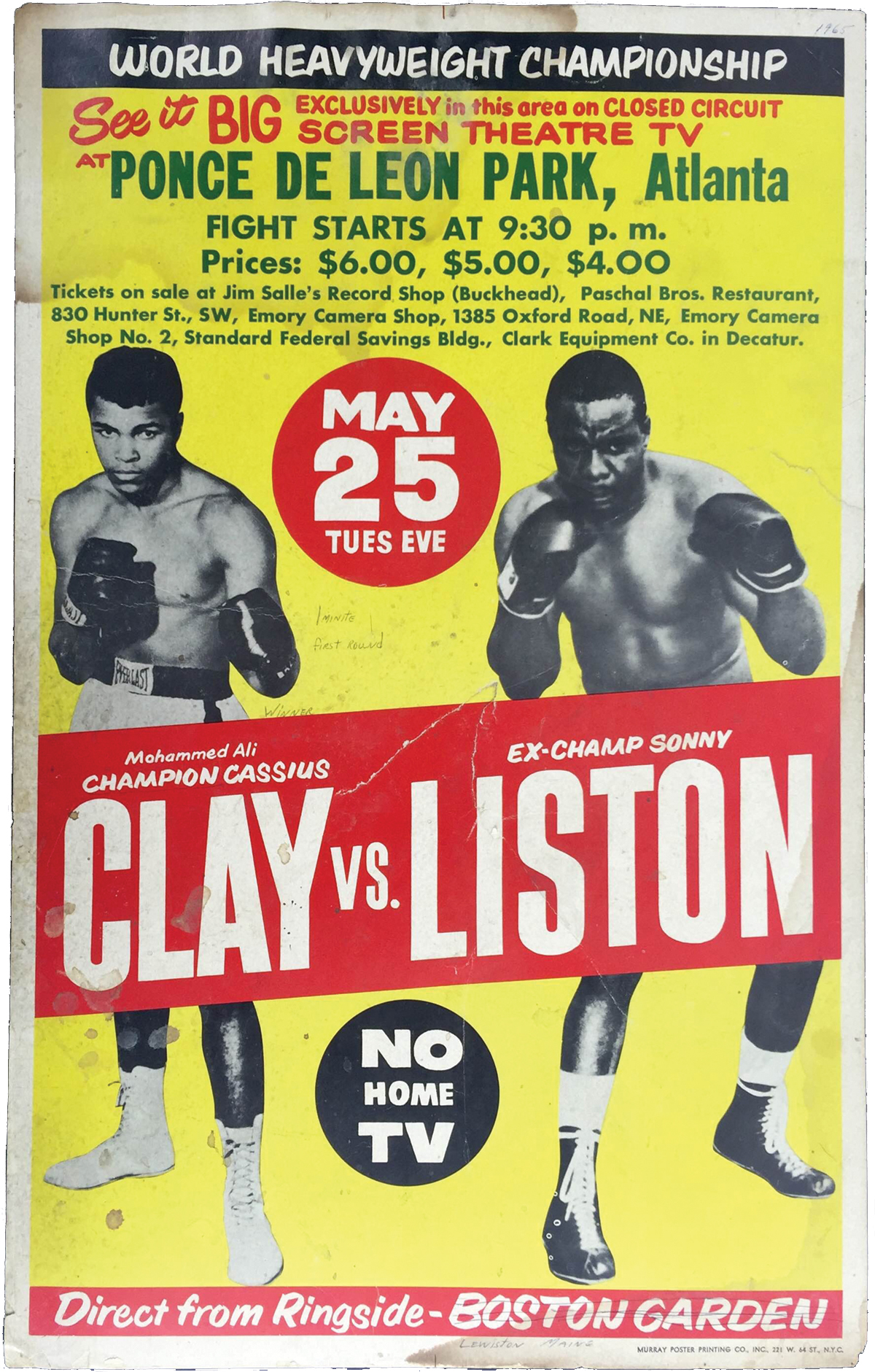 Lot Detail - Muhammad Ali (Cassius Clay) vs. Sonny Liston Original 1965 ...