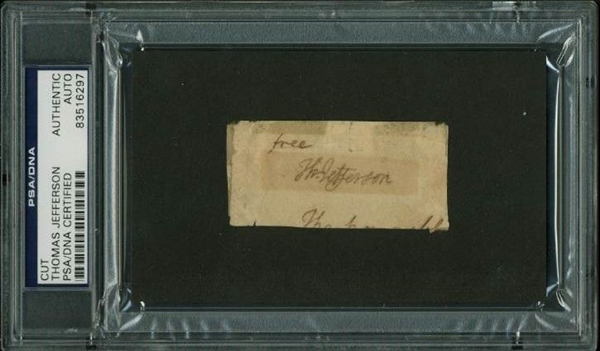 Thomas Jefferson Signed 2.5" x 1" Free Frank (PSA/DNA)