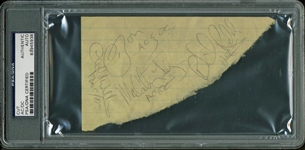 AC/DC: Vintage Group Signed 3" x 6" Album Page w/ Rare Bon Scott! (PSA/DNA Encapsulated)