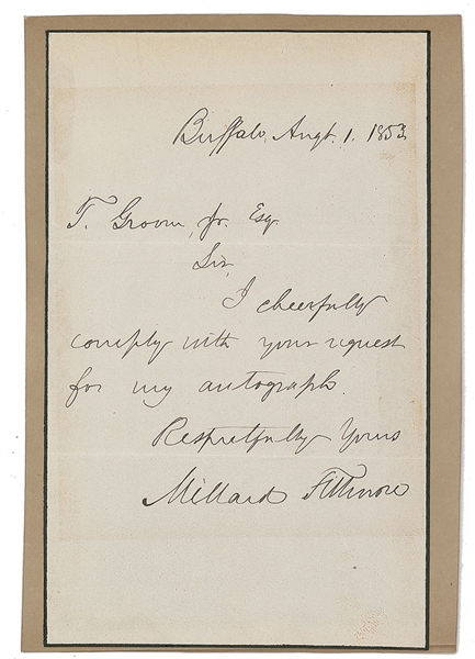 President Millard Fillmore Signed & Handwritten 1853 Autograph Response Letter (TPA Guaranteed)