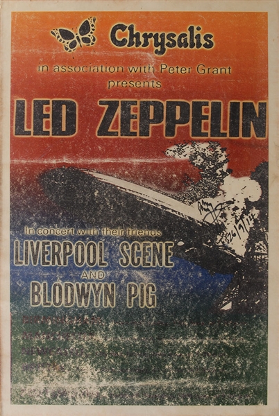 Led Zeppelin: Jimmy Page Signed Original 1969 Concert Poster (JSA)