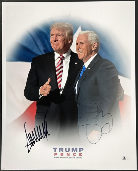President Donald Trump & VP Mike Pence Impressive Signed 16" x 20" Campaign Print (Beckett/BAS)