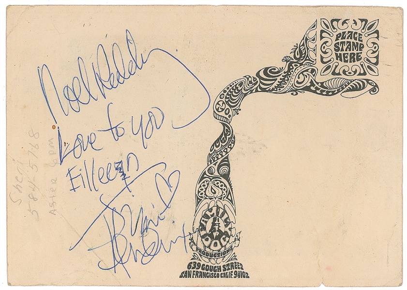 Jimi Hendrix (& Noel Redding) Signed Postcard from Historic Encounter with The Grateful Dead! (TPA Guaranteed)