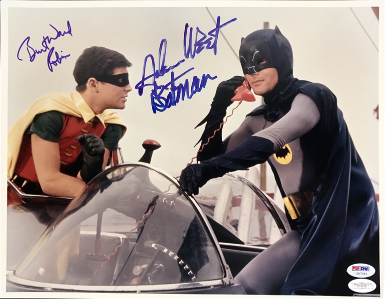 Batman: Adam West & Burt Ward Signed 11" x 14" Color Photo with Character Names Inscribed! (PSA/DNA & JSA)