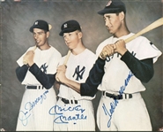 Mickey Mantle, Ted Williams & Joe DiMaggio Signed 8 x 10 Rare Color Photograph (PSA/DNA)