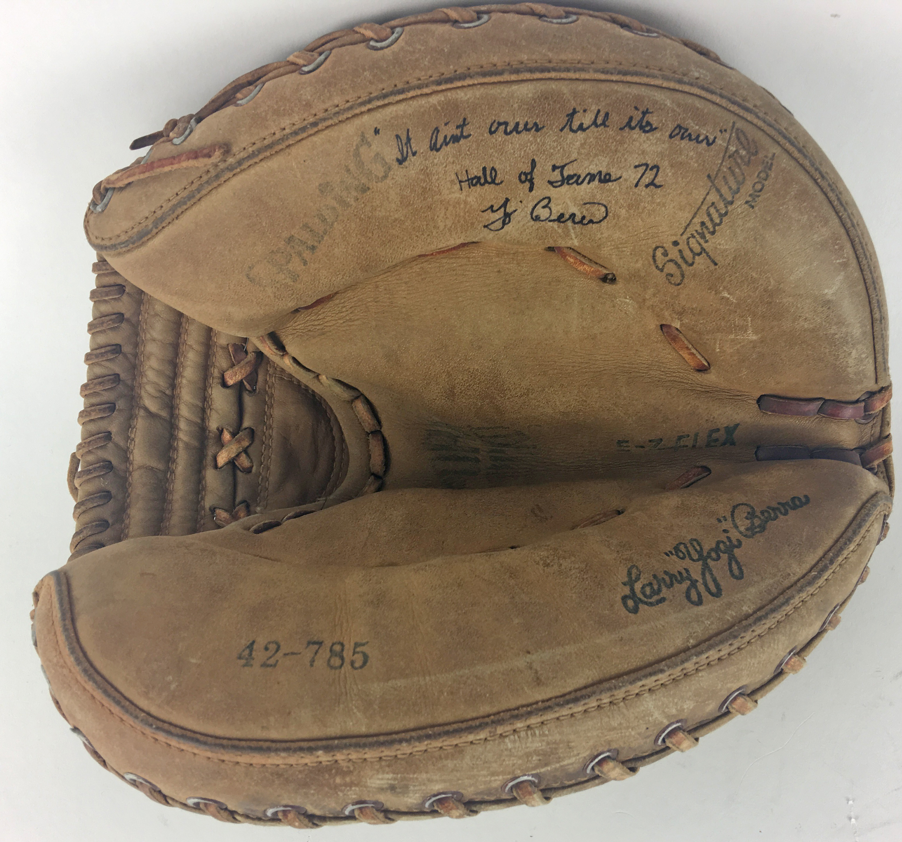 Lot Detail Yogi Berra Ultra Rare Signed Personal Model Catchers Mitt