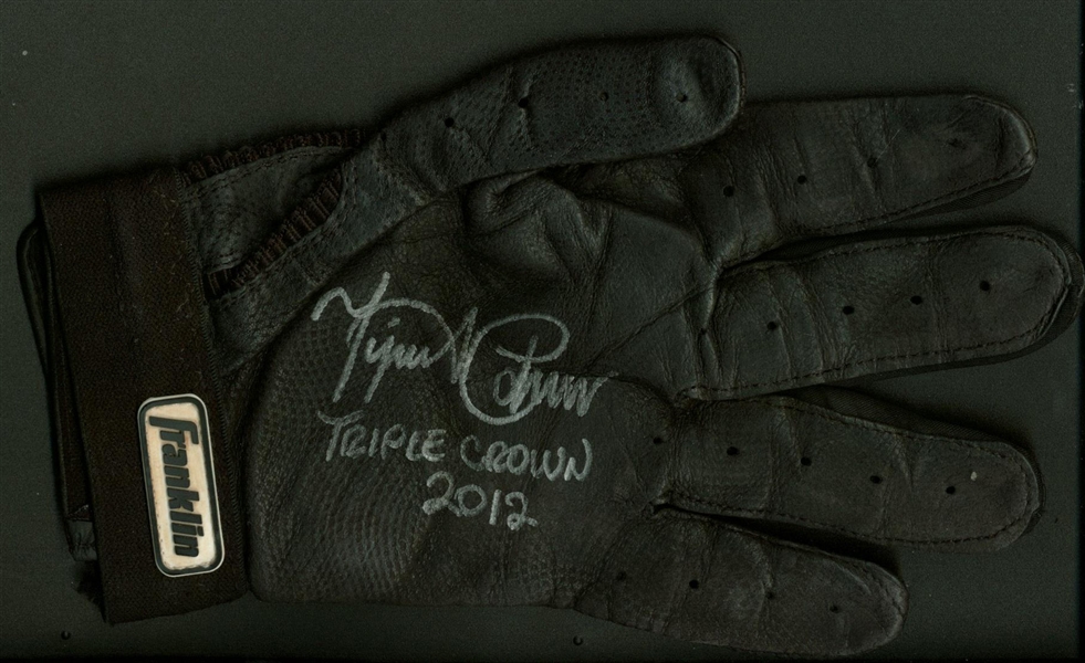 Miguel Cabrera 2012 Signed & Game Used Franklin Batting Glove During Triple Crown Season! (Beckett)