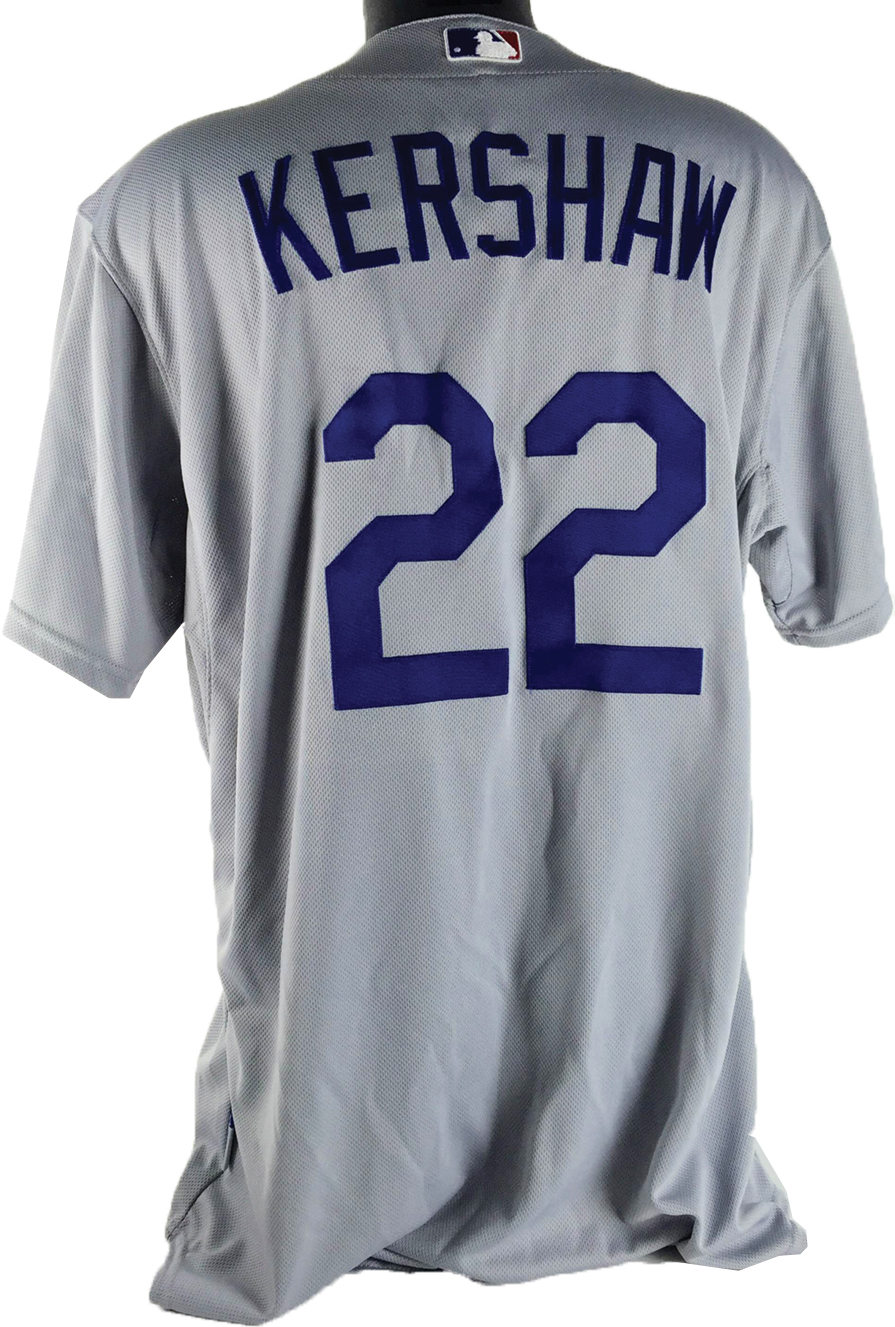 Lot Detail - 2015 Clayton Kershaw Game Worn LA Dodgers Road Jersey