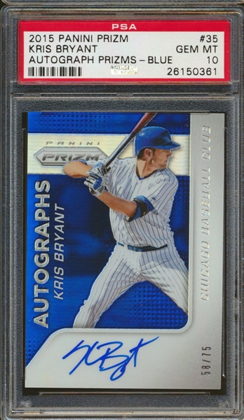 Kris Bryant Signed 2015 Panini Prizm #35 Rookie Card PSA/DNA Graded GEM MINT 10!