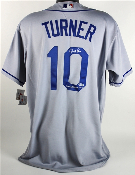 Justin Turner Signed & Inscribed Majestic Dodgers Jersey (BAS/Beckett)