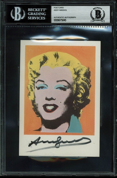 Andy Warhol Signed 4" x 6" Postcard of Marilyn Monroe Artwork (BAS/Beckett Encapsulated)