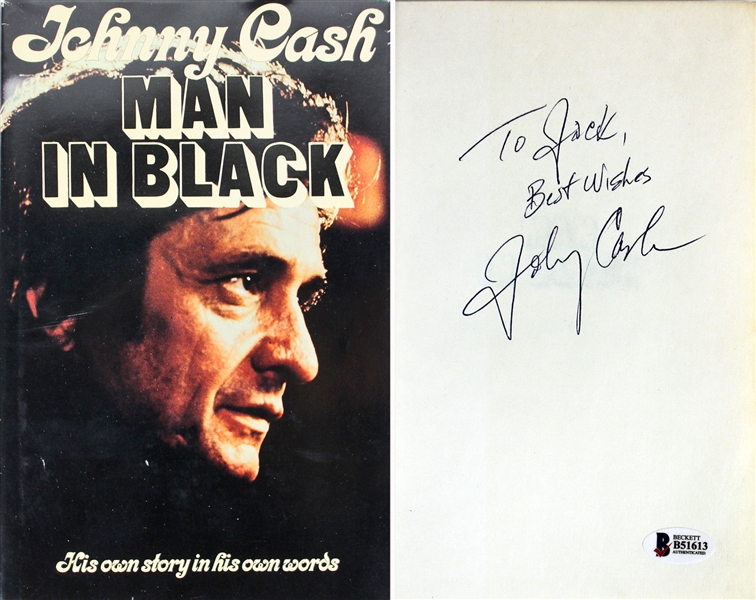 Johnny Cash Vintage Signed "Man In Black" Hardcover Book (BAS/Beckett)