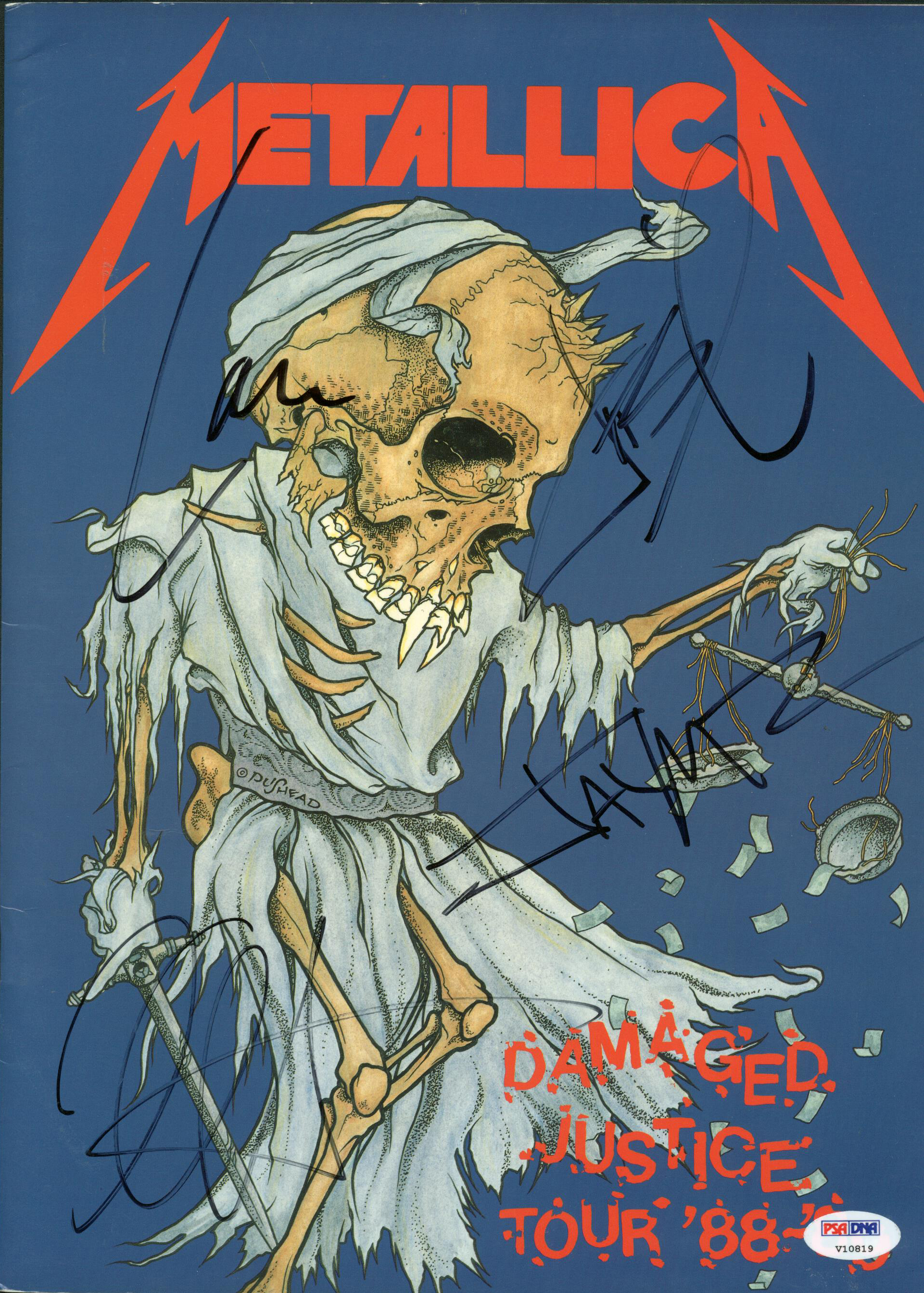 Lot Detail - Metallica Original 1988/89 Band Signed 