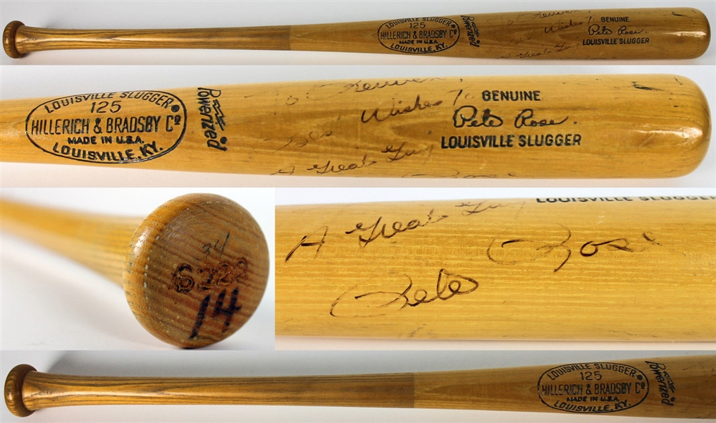 Pete Rose Incredible Game Used & Signed 1973-75 H&B Louisville Slugger Bat Gifted to His Lawyer! (MEARS A8 & BAS/Beckett)