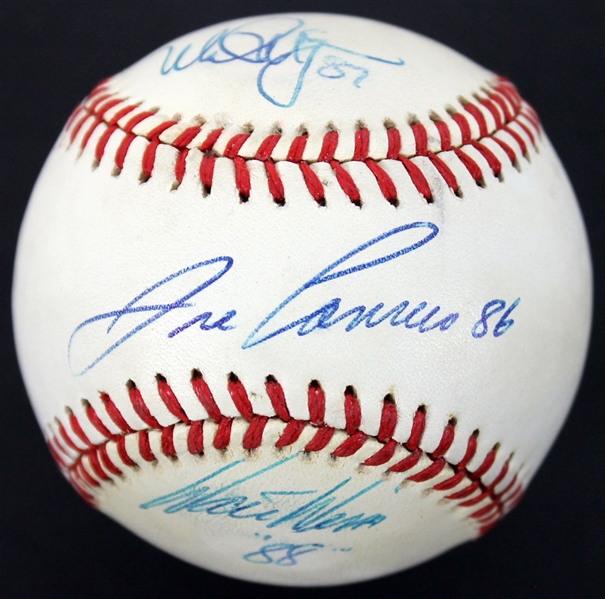 Oakland Athletics Rookie of the Year Multi-Signed Baseball w/ McGwire, Canseco & Weiss (BAS/Beckett)