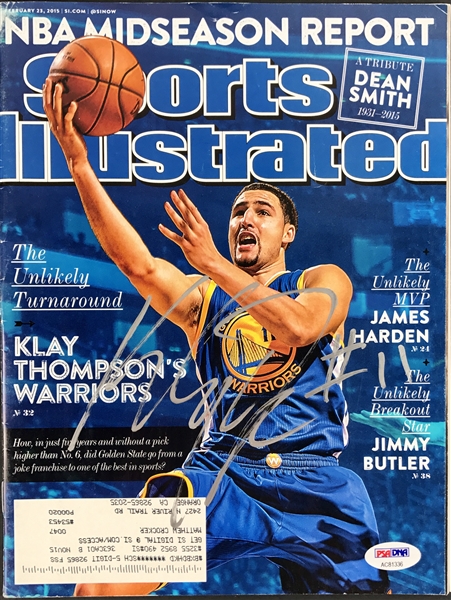 Klay Thompson Signed 2015 Sports Illustrated Magazine (PSA/DNA)