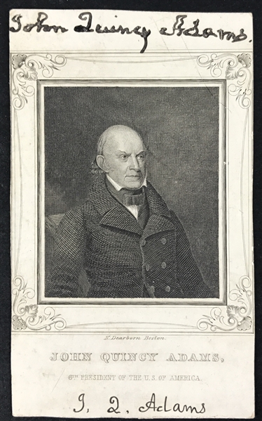 John Quincy Adams SCARCE Signed Presidential Engraving - One of a Few in Existence! (Beckett/BAS Guaranteed)