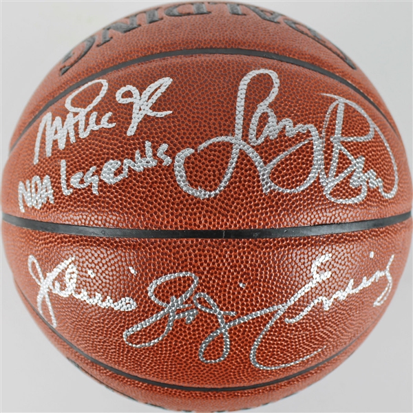 NBA Legends: Magic Johnson, Julius Erving & Larry Bird Signed NBA Basketball (PSA/DNA)